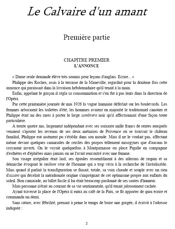 Le Calvaire d'un amant